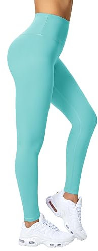 Enjoyoga Leggings Damen High Waist [mit Innentasche] -Blickdicht Sporthose Laufhose für Sport Yoga Gym -66(L-XL, Aquamarin)