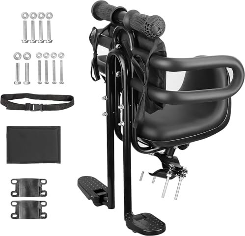 ZUKKA Siège de vélo pour enfant - Support avant - Siège de vélo pour enfants avec poignée de garde-corps - Siège de vélo pour adultes - Siège de vélo pour bébé - Siège de vélo pour enfant