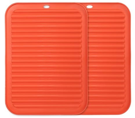 sourcing map 2 Pcs Silicone Trivets for Hot Pots and Pans, 12x9 Heat Resistant Trivet Mats Multi-Purpose Trivet Holders for Pots & Hot Dish, Countertops, Coasters, Red