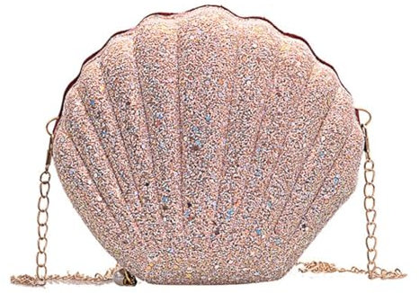 Elegante borsa a tracolla in pelle PU con paillettes, borsa da sera per Natale o San Valentino, rosa