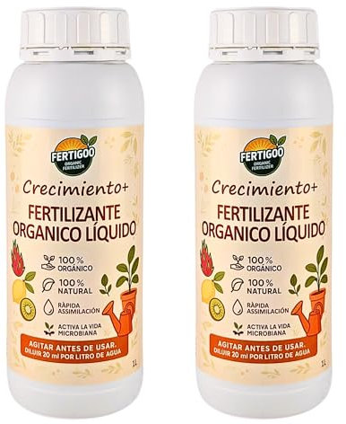 Fertigoo Abono Orgánico Líquido con Extra de Potasio 2L – Para Huerto, Tomates, Plantas, Flores y Frutas – Ideal para Crecimiento, Floración, Engorde de Hortalizas y Fructificación de Árboles
