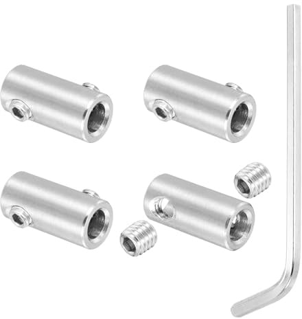 PATIKIL 4 Piezas Juego De Grapas para Cable De Acero De 6 Mm Plateado | De Grapas De Bloqueo De Doble Orificio De Acero Inoxidable 304, Con Tornillos Hexagonales M6 Y Llave Accesorios