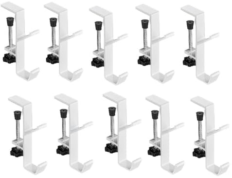 Bosiyrggrl 10pcs Double-Layer Locking Desk Hook Bag Hook Desk Mobile Bag Hook Desk Side Table Hook White