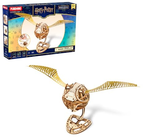 PUREMIND Harry Potter Goldener Schnatz, 3D-Holzpuzzle magisches Holzmodell | Offiziell lizenziert, Harry-Potter-Spiel, Harry Potter basteln, bewegliche Flügel, magische Holzdeko, Sammlermodell, Geschenk