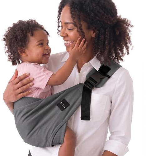Boba Buddy Marsupio Fianco Bambino, Cotone, a Spalla, Grigio | Design a Spalla Rapido con Fibbia di Sicurezza, Cinghia Regolabile e Seduta Ampia, borsa da viaggio abbinata per le uscite.