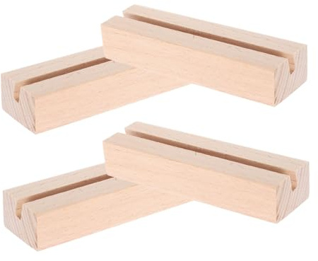 Generisch 4 Stück Tischkartenhalter Holz Kartenhalter mit Schlitz 5mm Holzständer für Kalender und Postkarten 10X3X2Cm Robustes Design für Zuhause oder Büro