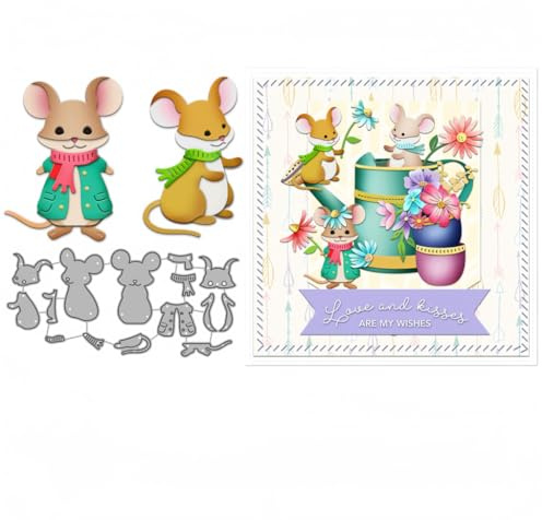Sredwtk Süße Mäuse Stanzschablonen Tiere Metall Prägeschablonen Stanzformen Schneiden für DIY 3D Karte Sammelalbum Scrapbooking Fotoalbum Deko