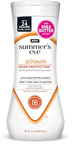 Summer’s Eve Ultimate Odor Protection Feminine Wash with Shea Butter - Up to 24 Hour Vaginal Odor Control, pH Balanced Formula, Clinically & Gynecologist Tested Intimate Body Wash - 15 Fl Oz