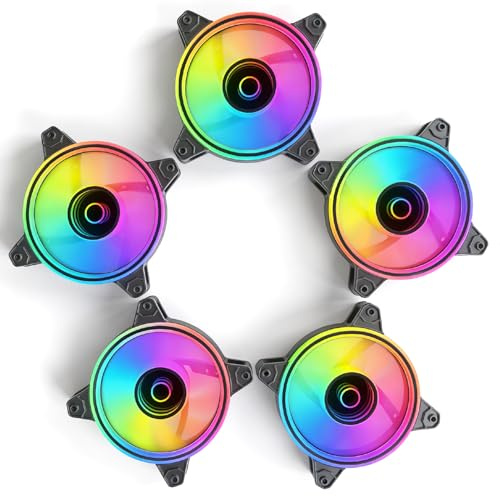 Nuwo Mira Kit 5 Ventole PC 120mm PWM ARGB | Effetto Specchio Infinity Mirror | 1100 RPM | Silenziose 22.8dB | 9 Pale | Sincronizzazione Scheda Madre 5V 3-Pin | ASUS Aura MSI Gigabyte AsRock | Nere