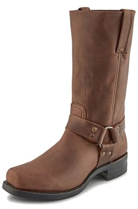 Frye Harness 12R Boots for Men with Oiled-Leather Upper, Siped Outsole with Stacked Leather Heel, and Nickel & Brass Hardware – 12” Shaft Height, Gaucho - 10.5 M