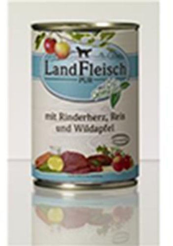 12 x Landfleisch Pur Rinderherz, Reis & Wildapfel 400g