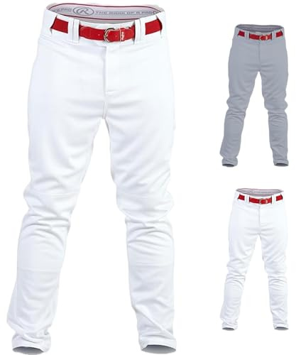 Rawlings Youth Premium Baseball-/Softball-Hose, halb-entspannte Passform, paspelierte Hose Größe L weiß