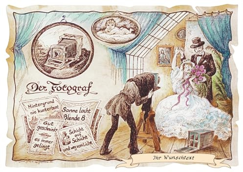 Die Staffelei Geschenk Fotograf A4 (29,7cm x 21cm) mit Wunschtext | Witziges Gedicht mit liebevoller Zeichnung auf hochwertigem Papier/besondere Geschenkidee