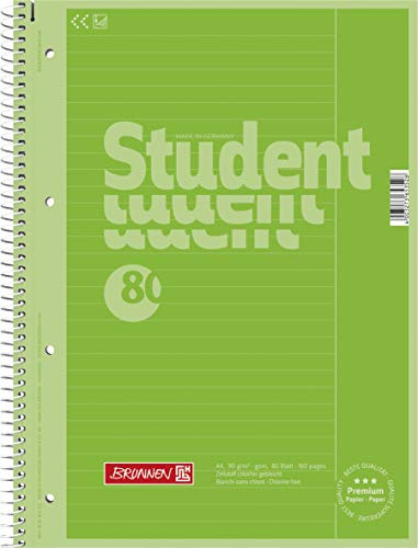 Brunnen 1067925152 Notizblock/Collegeblock Student Colour Code (A4 liniert, Lineatur 25, 90 g/m², 80 Blatt) Grün