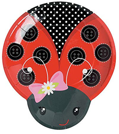 Fun Express - Little Ladybug Dinner Plates for Birthday - Party Supplies - Print Tableware - Print Plates & Bowls - Birthday - 8 Pieces