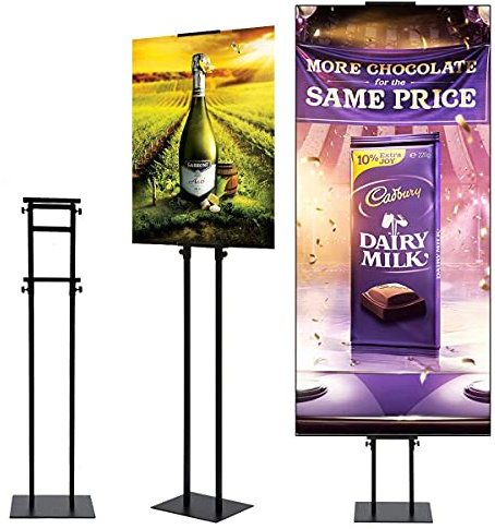HUAZI Poster Stand for Display Double-Sided Heavy Duty Sign Stand Holder Floor Freestanding Poster Board Stand with Base Adjustable Height Up to 75inches for Board & Foam,Black