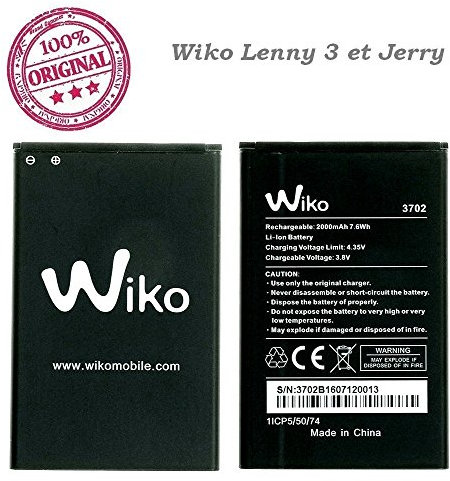 FLEXIPHONE Batteria Nuova Wiko 2000 mAh 7,6 WH 3,8V Tipo 3702 per Wiki Lenny 3 e Jerry