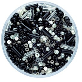 GLOREX Rocailles Mix 17 g, Glas, Schwarz, 4 x 4 x 1.5 cm, 1 Einheiten