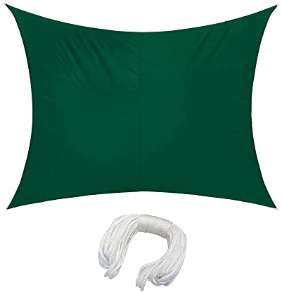 jarolift Sonnensegel Rechteckig, Wasserabweisend, Sonnenschutz Sichtschutz für Terrasse Garten Balkon, Polyestergewebe 500 x 400 cm, Grün