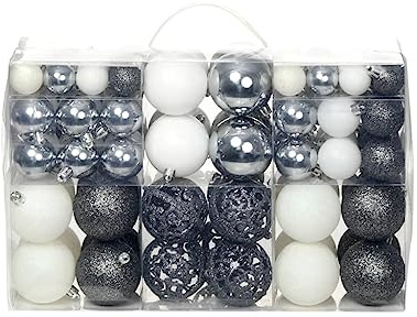 vidaXL 100-tlg. Weihnachtskugel-Set 3/4/6 cm Weiß/Grau