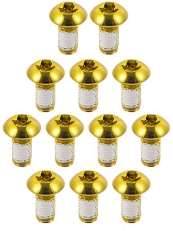Chooee Fahrradschrauben, Satz von 12 Stück Farbige Bremsscheibenschrauben Aluminiumlegierung Schraube M5 x 10MM,Gold