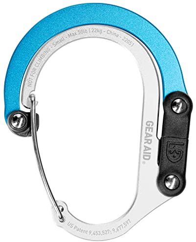 GEAR AID HEROCLIP Karabinerclip und Haken (Klein) für Geldbörse, Kinderwagen und Rucksack, Blau