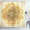 ABAKUHAUS orientalisch Duschvorhang, alte Mandala, Stoffliches Gewebe Badezimmerdekorationsset mit Haken, 175 x 200 cm, Dark Orange Pale Yellow