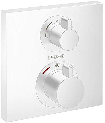 hansgrohe Ecostat Square Miscelatore termostatico ad incasso per 2 utenze, bianco opaco, 15714700