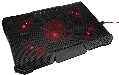 Dispositivo di raffreddamento per laptop, dispositivo di raffreddamento a 5 ventole per notebook LED Supporto per cuscinetti di raffreddamento regolabile multi-angolo per laptop da 12-17 pollici