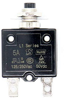 Bestlymood 1 X 5A Disjoncteur 12V / 24V Montage De Panneau De Disjoncteur Thermique Réarmable à Bouton -Poussoir avec Bouchon étanche
