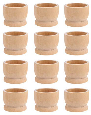 PRETYZOOM 12 Stücke Holz Eierbecher zum Bemalen Ostereier Eierständer Eierhalter Eierablage Eierbehälter Eierkocher Eier Dampfgarer Halter Ständer für Kinder Basteln Frühstück Ostern Geschenke
