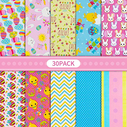 10 Stück 25,4 x 25,4 cm Oster-Baumwoll-Stoffbündel Ostereier Kaninchen bedruckt Fat Quarters Quilting Patchwork Quadrate Nähen Stoffe für Urlaub DIY Basteln