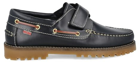 PAYMA - Chaussures Bateau Sport pour Homme Femme Enfant Garçon Unisexe en Cuir. Grandes Tailles. Fermeture Lacets et Contact. Semelle en Caoutchouc. Bleu Contact, EU 46