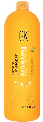 Global Keratin GK HAIR Professional Hair Creme 8 Volume Developer 1000ml for Hair Coloring Bleach - High-Performance Long Lasting Semi-Permanent Hair Color Toner Dye