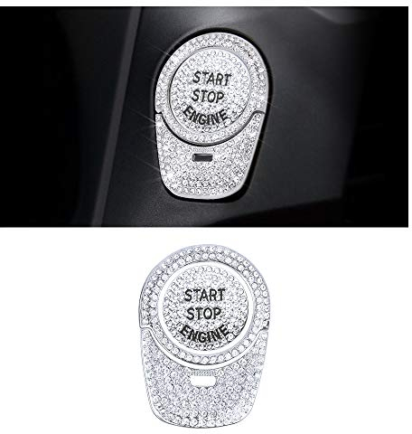BLINGOOSE für BMW Bling Zubehör gelten für 5 7 6GT Serie X3 X4 M5 Sparkle Start Stop Engine Button Aufkleber Zinklegierung Kristall Strass 3 STÜCKE