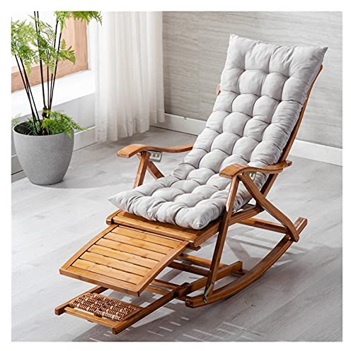 DUNAKE Schaukelstuhl Holz,Gartenstuhl,Sonnenliege, liegestuhl schaukelstuhl klappbar,Faule Stuhl Falten Schaukelstuhl, Ergonomischer Stuhl,Relaxliege—ergonomische (Color : White)