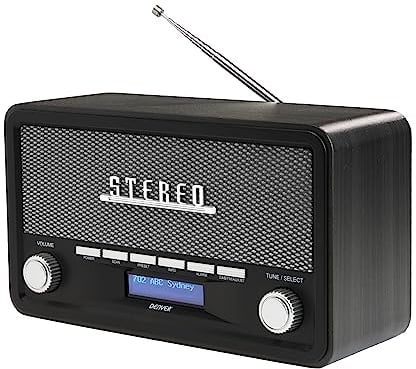 Denver Retro DAB-18 Digitalradio | DAB Plus Radio mit Bluetooth & FM | 2x20W Stereo-Lautsprecher | Kleines Radio mit Netzstecker | Küchenradio DAB mit gutem Klang | LCD-Display & Weckfunktion