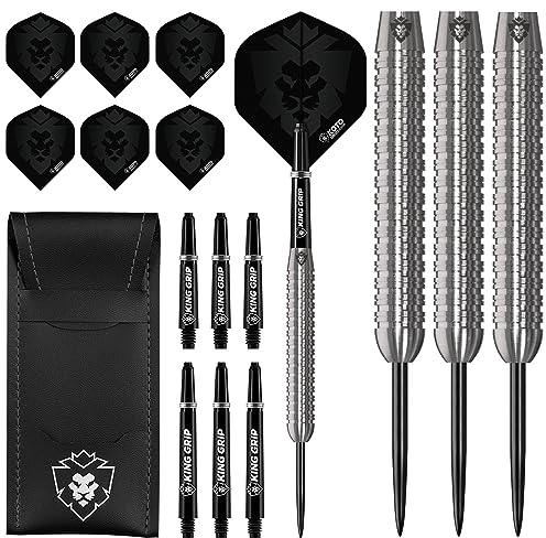 KOTO - Kingcontrol 90% Darts 26 G, Schwarz, Dart-Set inkl. 3 Barrels,Flights + Shafts & Dartwallet, Fester Ringgrip