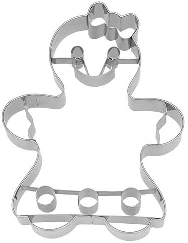 XXL Keks - Ausstechform/Plätzchenform mit Innenprägung GINGERWOMAN - LEBKUCHENFRAU (12,5 cm/Edelstahl - Rostfrei)
