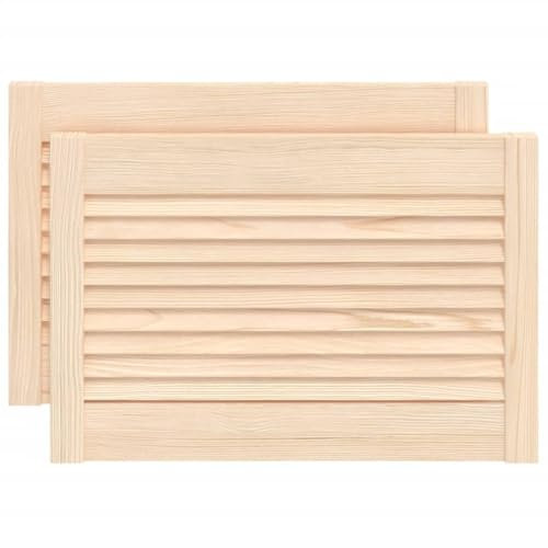 vidaXL 2X Madera Maciza de Pino Puertas Tipo Persiana con Celosía Rejilla Armario Tablillas Guardarropa Separador Decoración 39,5x59,4cm