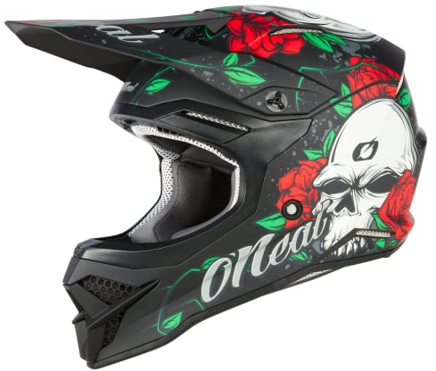 O'NEAL | Motocross-Helm | MX Enduro | ABS-Schale, Lüftungsöffnungen für optimale Kühlung | 3SRS Helmet MELANCIA V.23 | Erwachsene | Schwarz Multi | Größe XS (53/54 cm)