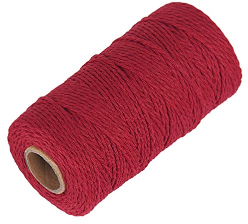Cotton Red Twine for Crafts - Ohtomber 328 Feet 2MM Natural Garden Twine String for DIY Crafts Wrapping
