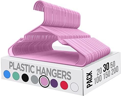 Utopia Home 30 confezioni di appendini in plastica salvaspazio, resistenti con scanalature per la spalla, rosa