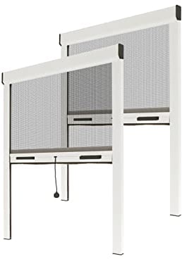Fliegengitter Insektenschutzrollo Aluminium für Fenster - Weiss, B150x H 230 cm - Fiberglas Fliegengitternetz - Fliegengitterrollo Insektenschutz