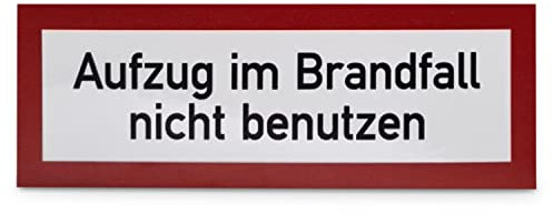 Hinweisschild „Aufzug im Brandfall nicht benutzen“ - 29,7 x 10,5 cm - Alu langnachleuchtend - Feuerwehrzeichen nach Norm - Brandschutz-Erstausstattung nach DIN 4066-D1 - Betriebsausstattung24®