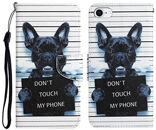 For iPhone SE 2022 & 2020 Case, iPhone 7 / iPhone 8 Case Shockproof Cute Pattern with Credit Card Holder Stand Women Kids Leather Flip Folio Wallet Protective Phone Cover - Dog