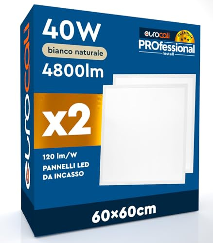 2 x LED-Panel, 29 W, 60 x 60 cm, hohe Effizienz, 3950 Lumen, natürliches Weiß, 4000 K, Abstrahlwinkel 120 °