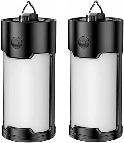RANRAO 2PCS Portable LED Camping Lights, Super Bright Camping Lanterns Battery Powered, IPX45 Waterproof 800 Lumens Camping Lamps for Indoors Outdoors Hurricane Home Storm Power Outages