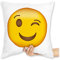 Kissen 40x40 Zierkissen - Statement - Zwinker Emoticon - 40 x 40 cm - Weiß - mit Spruch Statements Smile Pillow sprüche