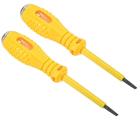 PATIKIL Voltage Tester AC 150-500V Contact Electrical Detector Slotted Screwdriver Tester Pen with Neon Tube, Yellow, Pack of 2